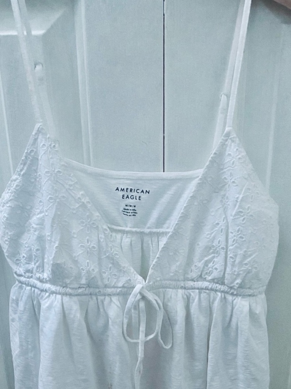 NEW American Eagle white babydoll style top size M